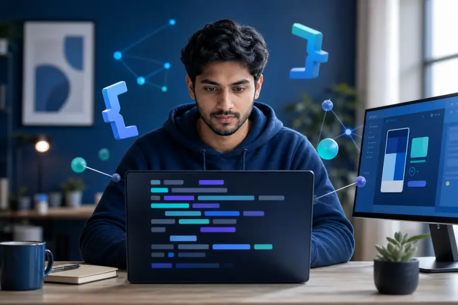 Software developer building a practical application